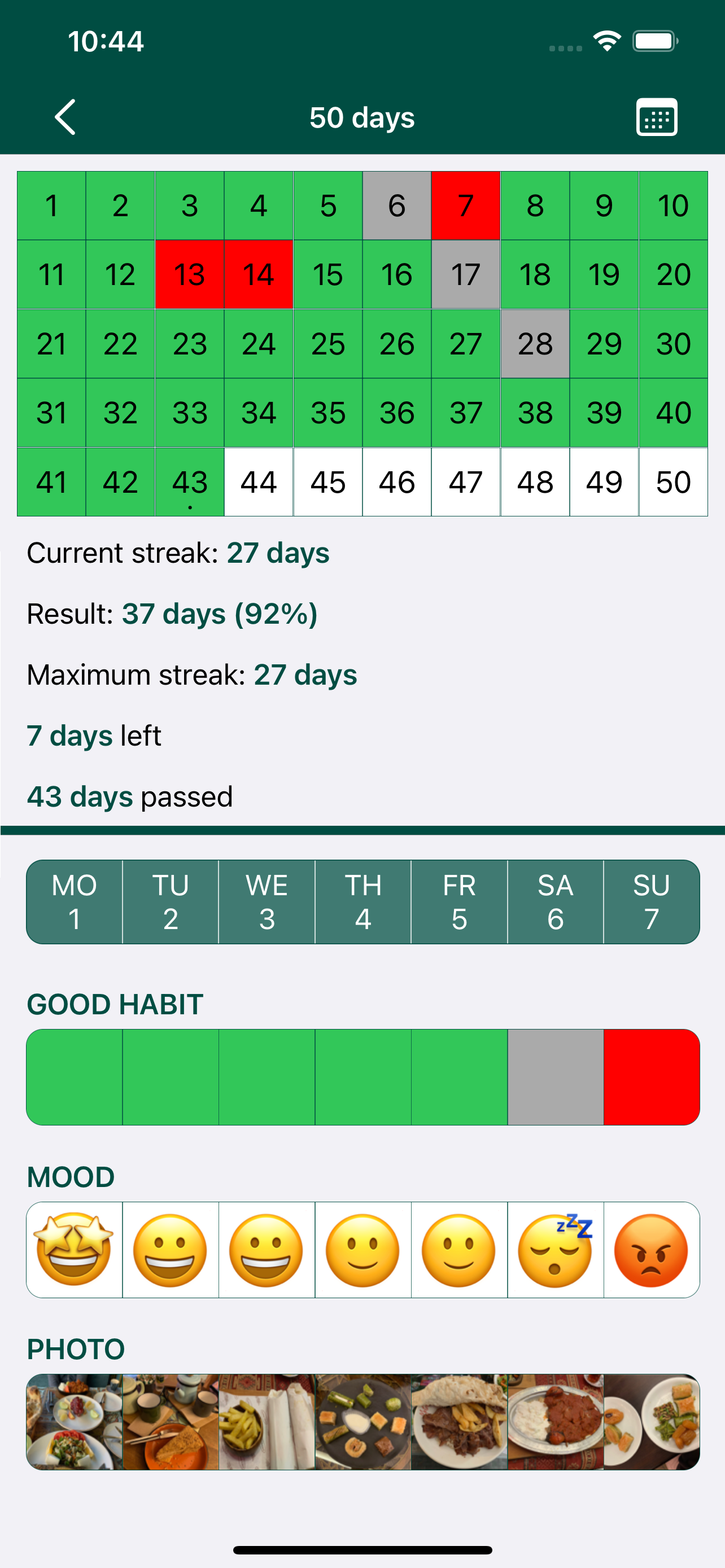 Periods and weekly view